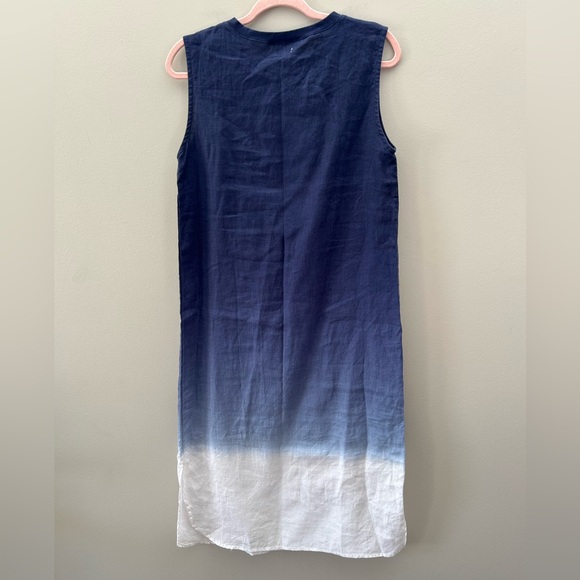 Paraphrase Blue Ombré Linen S/M Column Lightweight Sleeveless Midi Dress - Picture 3 of 3